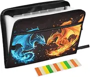 Quteprint 13 Pockets Expanding File Folder with Zipper Closure, Animal Dragons Fighting Accordion File Folder with Sticky Labels, Letter Size A4 Papers Expandable File Document Organizer