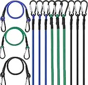 12 Pack 24" Heavy Duty Bungee Cords with Hooks - 3 Color Elastic Ropes for Camping,Cargo,Bike,Luggage (Aluminum Alloy Hooks)