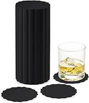 Disposable Linen-Feel Black Coasters for Drinks, 3.5 Inch Round Paper Coasters for Bar, Cocktail, Beverage, Wine Or Event, 500 Pack Bulk
