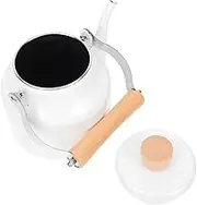 Zerodeko Boiling Water Kettle Enamel Finish Portable Stovetop Tea Pot 1.5l White Easy to Fill Clean and Carry