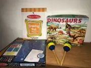 MELISSA & DOUG FUN PACK: SEALIFE STENCILS, DRAWING PAD, MARACAS, DINOSAUR PUZZLE