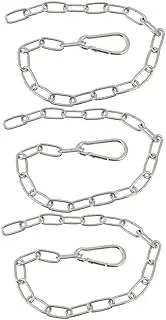 3pcs Fitness Equipment Extension Chain Handle Fitness Chain Extension Tricep Pull Down Attachment Chain Link Gate Lock Chain for Gate Thick Chain Cable Pulley Home Gym Silver Iron