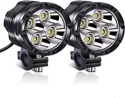 40W Motorcycle Headlights Additional Lights,2Pcs Motorcycle Front Spotlights 12V/24V Auxiliary Off Road Motorcycle Driving Fog Lamp fit for Scooters Trikes and Quads Truck Boat