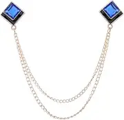 [HAMKVBPR] Collar Pins for Men Geometric Collar Pin Men Shirt Collar Chain Tassel Brooch Lapel Pin for Party(Blue)