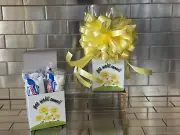 Get Well Soon Hostess Powdered Donuts Gift Basket-Box Wrap & Yellow Bow