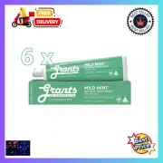6 x Grants Of Australia Natural Toothpaste Mild Mint 110g with Aloe Vera Au