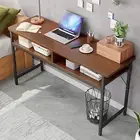 Vista Space-Saver Console Table Wood & Metal Narrow Desk (Brown)