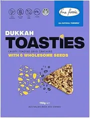 Fine Fettle Dukkah Toasties 110g - Carton of 3. Gourmet Crackers and Healthy Snacks - Gluten Free, Low Carb and Vegan Toasties - 100% Natural with 6 Wholesome Seeds - Crispy Toasted Seed Crackers