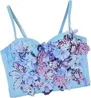 [Frediuo] Women Sequin Bra Crop Top Outerwear Bra Women Sequin Corset for Lady Nightclub