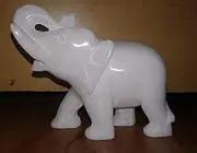 White Onyx Marble Home Decor Elephant Pair Statue 4" inch | Hand Carved Trunk Down Elephant Figurine for Living Room Office Table Item Gift Set for Wedding Birthday & Anniversary Collectible