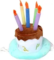 Parliky 1PC Pet Birthday Hat for Dogs Cartoon Cake Design with Candle for Birthday Parties and Festivals Fits to Pets Like Chihuahua and Yorkie