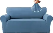 H.VERSAILTEX Stretch Sofa Slipcover Spandex Jacquard with Elastic Bottom, 1-Piece Sofa Cover Furniture Protector Couch Soft for Pets(2 Seater, Dusty Blue)
