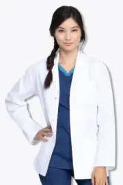 DICKIES White Women's Lab Coat 28" Short Length, 3 Pockets, Medical, Vet, Studen