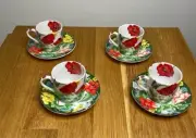 Taitù Papaveri Espresso Cup & Saucer by Emilio Bergamin x 4 sets