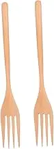 Garneck 2pcs Wooden Salad Forks Cooking Serving Forks Long Wood Forks Mixing Stirring Fruit Forks for Home Kitchens Use