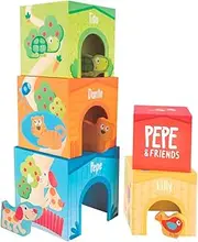 Hape Deluxe 9-Piece Playful Friends Nesting and Stacking Toy Blocks