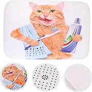 TIDTALEO 1Pc Funny Cat Pattern Non Slip Floor Mat Digital Printing Foot Pad for Bathroom Kitchen Creative Cat Design Skid Ground Mat