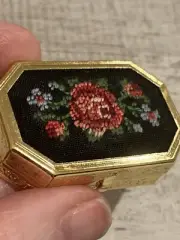 Vintage Petit Point Avon Solid Perfume Trinket Container ~ Rare
