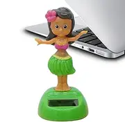 Xvilmaun Solar Ornaments for | Hawaiian Girl Dancing Figure Solar Powered Dashboard Decorations,Shaking Grass Skirt Car Supplies for Dashboard