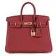 HERMES BIRKIN Togo牛皮柏金包( 25CM/褐紅K1/銀釦)