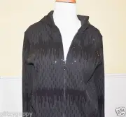 Staples Clothing Sequin Zipper Black Hooded Bomber Jacket NWT