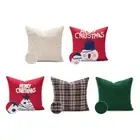 Christmas Cushion Cover Throw Pillow Case Canvas Cotton Decorative for Sofa Bed