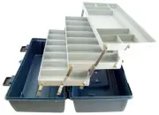3 Tray Storage Box, Jumbo Size: 17" x 8" x 8¾", Blue Color