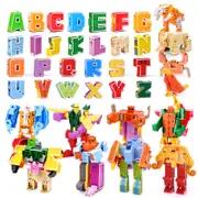 26 Gudi English Letter Alphabet Transformation Robot Dinosaur Deformation Animal Action Figures Learn A-z Building Block Toys