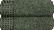 GLAMBURG Cotton 2-Pack Oversized Bath Towel Set 70 x 140 cm, Large Bath Towels, Ultra Absorbent, Compact, Environmentally Friendly and 100% Recyclable, Quick Drying and Lightweight, Olive Green