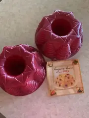 Two Vintage Jello Holiday Bundt Molds with Tags & Recipes 8 inches