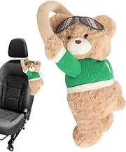 Car Tissue Box Holder | Cute Bear Car Tissue Holder,Bear Napkin Dispenser with Sunglasses Plush Auto Organizer for Vehicle Kids & Truck