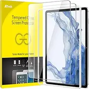 JETech Screen Protector for Samsung Galaxy Tab S8 Plus 2022 / Tab S7 FE 2021 / Tab S7 Plus 2020 12.4-Inch with Easy Installation Frame, Tempered Glass Film, HD Clear, 2-Pack