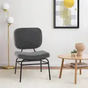 CostwayUpholstered Accent Chair with Sponge Padding and Adjustable Foot Pads-Grey