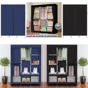 Closet Storage Organizer Rack Clothes Wardrobe Portable Zippered Shelves Rods
