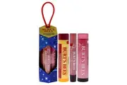 Mistletoe Kiss Gift 2023 - Pink by Burts Bees for Women - 3 Pc 0.15oz Pomegranate Lip Balm, 0.09oz Peony Lip Shimmer, 0.15oz Hibiscus Tinted Lip Balm