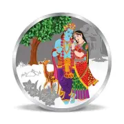 Indian Traditional Radha Krishna with Deer 999 Purity Silver Coin 20 gram