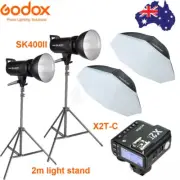 2X Godox SK400II Studio Flash Strobe XPro-C for Canon 95cm Softbox Light Stand