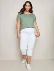 Autograph Ladies Pull On Crop Jeans Pants size 26 Colour White