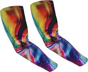 [FHEDVBN] Colorful Tie Dye Arm Sleeves Compression Arm Covers for Men Women Outdoor Sun Sleeves Cooling Sports Sleeve, Black