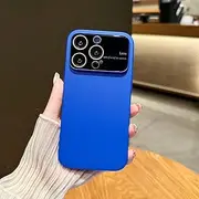 Slim Matte Solid Color Case for iPhone 14 Pro Max 14Pro 12 13 Pro Max 14 Plus Fashion Big Window Glass Camera Protector PC Cover,NavyBlue Danke,for iPhone 14 Plus