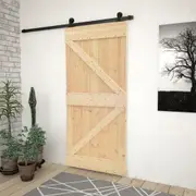 Sliding Door with Hardware Set Home Single Barn Door Solid Wood Pine vidaXL