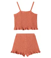 [Rylee + Cru] Rylee + Cru Cotton crochet top and shorts set Y 14 red