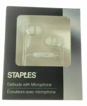 NEW ~ Staples Earbuds with Microphones - Color White