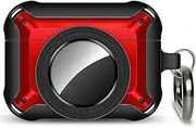 for AirPods Pro Case AirTag Case, Camera Design AirPods Pro Hard Cases for Women Men with Keychain, Shockproof Military Protective Cover Wireless Charging for Apple AirPods Pro-Red