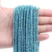 AAA 2mm Faceted Natural Blue Turquoise Gemstone Beads Faceted Round 15.5 inch