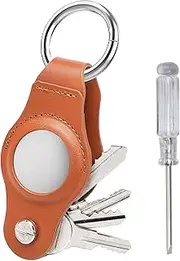 AirTag Keychain - Organize Your Keys with a Compact Pu Holder for Apple AirTag - Attach to Keys and Fobs with Ease-Brown