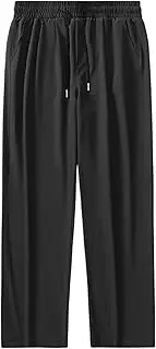 [Generic] Mens Lightweight Straight-Fit Loose Pants Casual Drawstring Beach Pants Wide Leg Quick Cool Ice Silk Men Trousers Pants