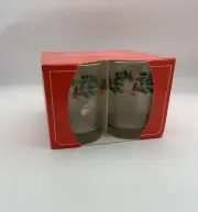 NOS Set Of 4 Libbey Holly Berry Rocks Crystal Tumblers Old Fashioned Glasses