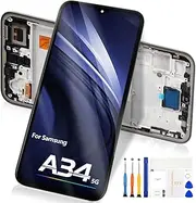 for Samsung Galaxy A34 5G LCD for Galaxy A34 5G SM-A346E, SM-A346B, SM-A346B/DS LCD Display Touch Screen Replacement Digitizer Assembly with Tools (Black, with Frame)