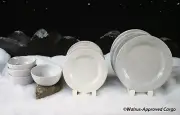 CRATE & BARREL SNOWFLAKE DINNER SET -NWT- GIVE BLAH NOEL MEALS THE COLD SHOULDER
